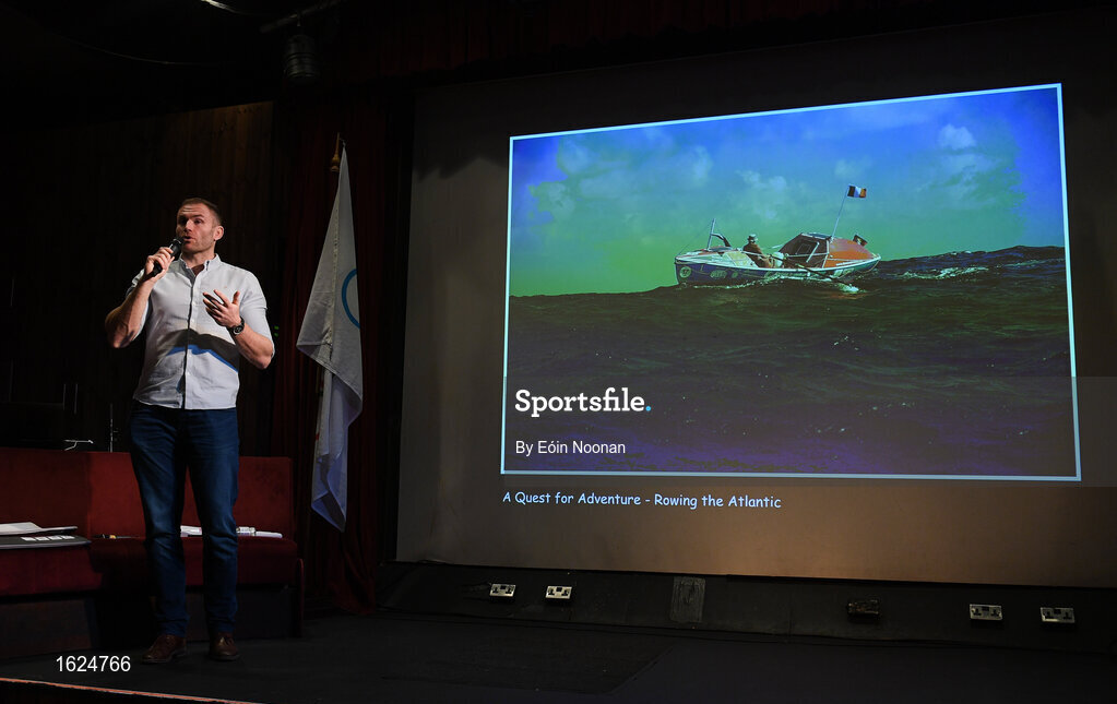 17 December 2018; ’Mental Strength and the Road to Tokyo’ is the first in a series of events hosted by Team Ireland’s Athletes’ Commission in the lead up to Tokyo 2020, focusing on mental fortitude during the qualification process of an Olympic cycle. The event was designed to prepare aspiring Olympians for their Olympic journey drawing on the experience of the Irish Olympic family. The event was attended by a wide spectrum of people across 20 sports, from junior athletes to seasoned Olympians. Speaking at the event is adventurer and former professional rugby player, Damien Browne at The Sugar Club in Dublin. Photo by Eóin Noonan/Sportsfile