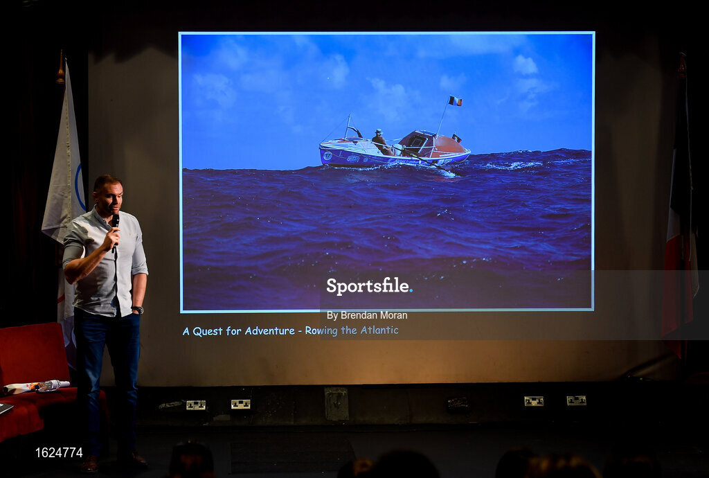 17 December 2018; ’Mental Strength and the Road to Tokyo’ is the first in a series of events hosted by Team Ireland’s Athletes’ Commission in the lead up to Tokyo 2020, focusing on mental fortitude during the qualification process of an Olympic cycle. The event was designed to prepare aspiring Olympians for their Olympic journey drawing on the experience of the Irish Olympic family. The event was attended by a wide spectrum of people across 20 sports, from junior athletes to seasoned Olympians. Speaking at the event is adventurer and former professional rugby player Damien Browne at The Sugar Club in Dublin. Photo by Brendan Moran/Sportsfile