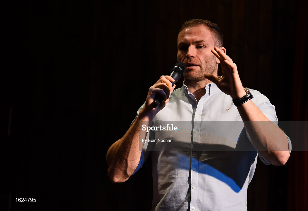 17 December 2018; ’Mental Strength and the Road to Tokyo’ is the first in a series of events hosted by Team Ireland’s Athletes’ Commission in the lead up to Tokyo 2020, focusing on mental fortitude during the qualification process of an Olympic cycle. The event was designed to prepare aspiring Olympians for their Olympic journey drawing on the experience of the Irish Olympic family. The event was attended by a wide spectrum of people across 20 sports, from junior athletes to seasoned Olympians. Speaking at the event is adventurer and former professional rugby player, Damien Browne at The Sugar Club in Dublin. Photo by Eóin Noonan/Sportsfile