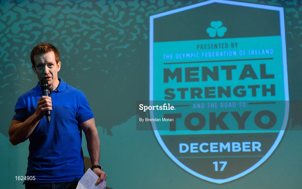 17 December 2018; ’Mental Strength and the Road to Tokyo’ is the first in a series of events hosted by Team Ireland’s Athletes’ Commission in the lead up to Tokyo 2020, focusing on mental fortitude during the qualification process of an Olympic cycle. The event was designed to prepare aspiring Olympians for their Olympic journey drawing on the experience of the Irish Olympic family. The event was attended by a wide spectrum of people across 20 sports, from junior athletes to seasoned Olympians. Speaking at the event is Team Ireland Athletes Commission Chairman Shane O'Connor at The Sugar Club in Dublin. Photo by Brendan Moran/Sportsfile