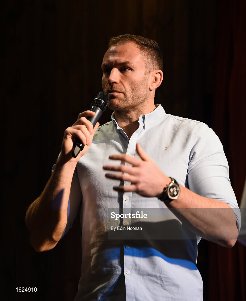 17 December 2018; ’Mental Strength and the Road to Tokyo’ is the first in a series of events hosted by Team Ireland’s Athletes’ Commission in the lead up to Tokyo 2020, focusing on mental fortitude during the qualification process of an Olympic cycle. The event was designed to prepare aspiring Olympians for their Olympic journey drawing on the experience of the Irish Olympic family. The event was attended by a wide spectrum of people across 20 sports, from junior athletes to seasoned Olympians. Speaking at the event is adventurer and former professional rugby player, Damien Browne at The Sugar Club in Dublin. Photo by Eóin Noonan/Sportsfile