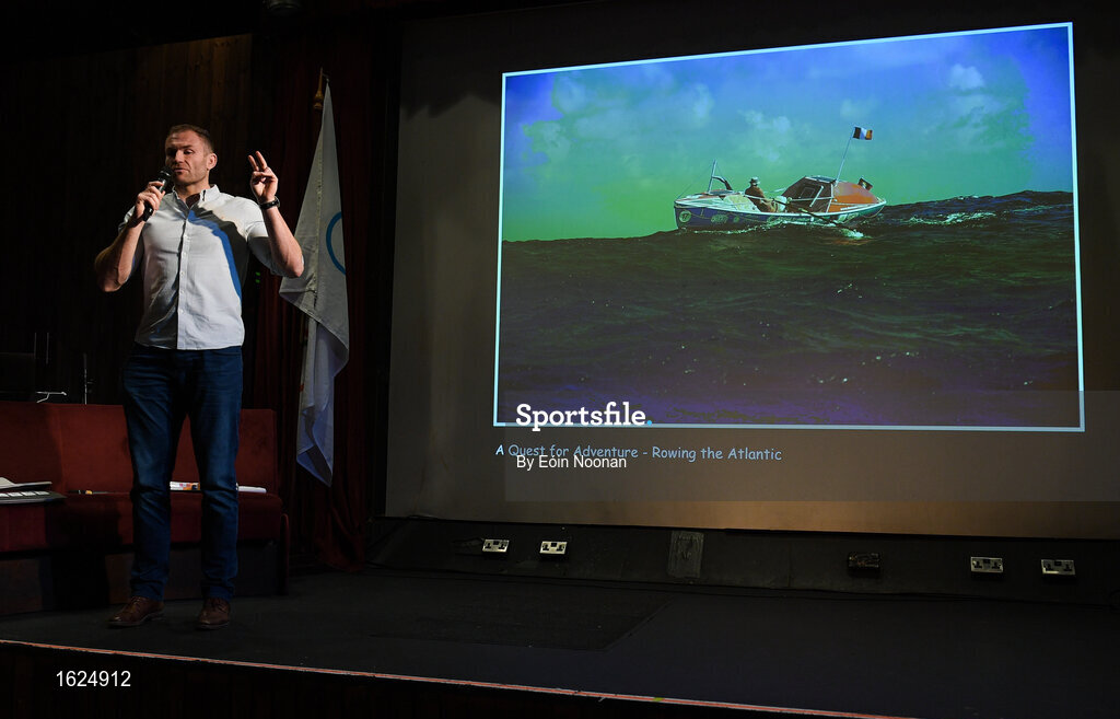 17 December 2018; ’Mental Strength and the Road to Tokyo’ is the first in a series of events hosted by Team Ireland’s Athletes’ Commission in the lead up to Tokyo 2020, focusing on mental fortitude during the qualification process of an Olympic cycle. The event was designed to prepare aspiring Olympians for their Olympic journey drawing on the experience of the Irish Olympic family. The event was attended by a wide spectrum of people across 20 sports, from junior athletes to seasoned Olympians. Speaking at the event is adventurer and former professional rugby player, Damien Browne at The Sugar Club in Dublin. Photo by Eóin Noonan/Sportsfile