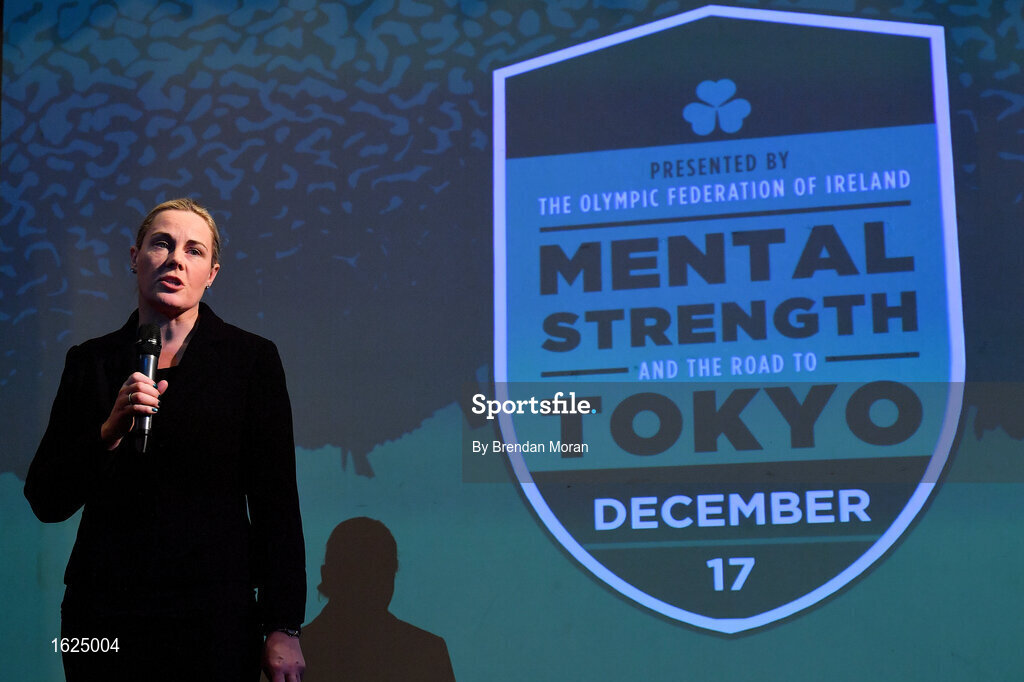 17 December 2018; ’Mental Strength and the Road to Tokyo’ is the first in a series of events hosted by Team Ireland’s Athletes’ Commission in the lead up to Tokyo 2020, focusing on mental fortitude during the qualification process of an Olympic cycle. The event was designed to prepare aspiring Olympians for their Olympic journey drawing on the experience of the Irish Olympic family. The event was attended by a wide spectrum of people across 20 sports, from junior athletes to seasoned Olympians. Speaking at the event is Olympic Federation of Ireland President Sarah Keane at The Sugar Club in Dublin. Photo by Brendan Moran/Sportsfile