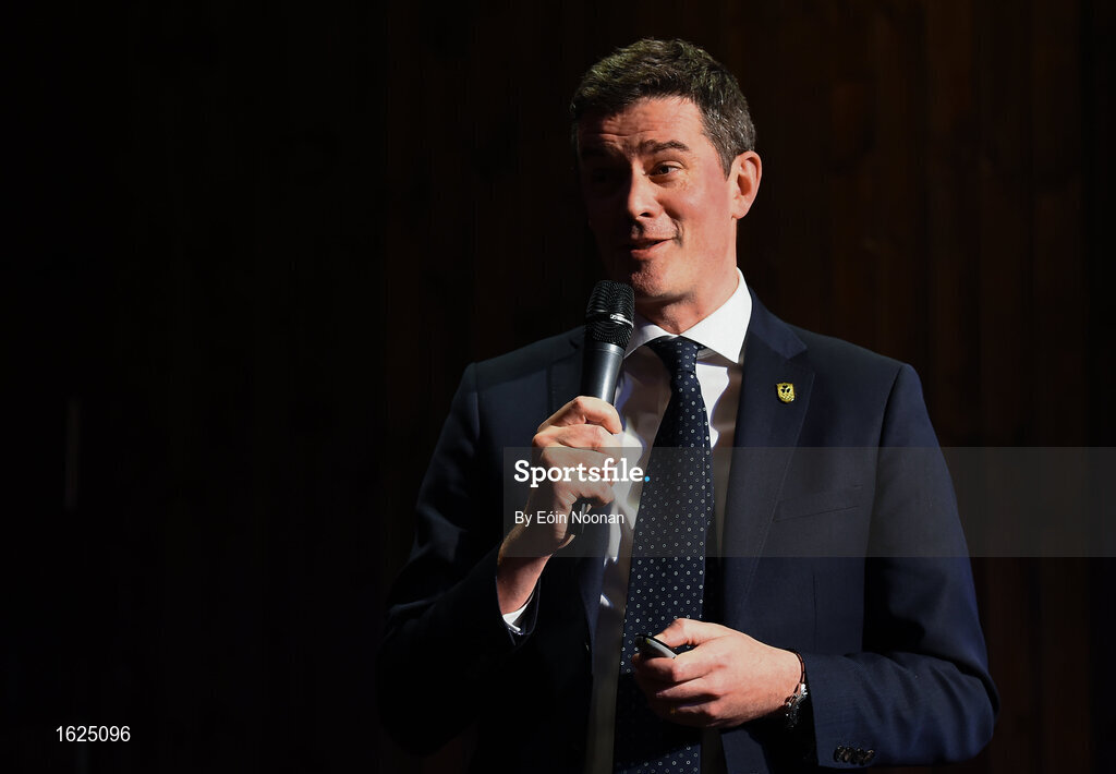 17 December 2018; ’Mental Strength and the Road to Tokyo’ is the first in a series of events hosted by Team Ireland’s Athletes’ Commission in the lead up to Tokyo 2020, focusing on mental fortitude during the qualification process of an Olympic cycle. The event was designed to prepare aspiring Olympians for their Olympic journey drawing on the experience of the Irish Olympic family. The event was attended by a wide spectrum of people across 20 sports, from junior athletes to seasoned Olympians. Speaking at the event is Olympic Federation of Ireland CEO Peter Sherrard at The Sugar Club in Dublin. Photo by Eóin Noonan/Sportsfile