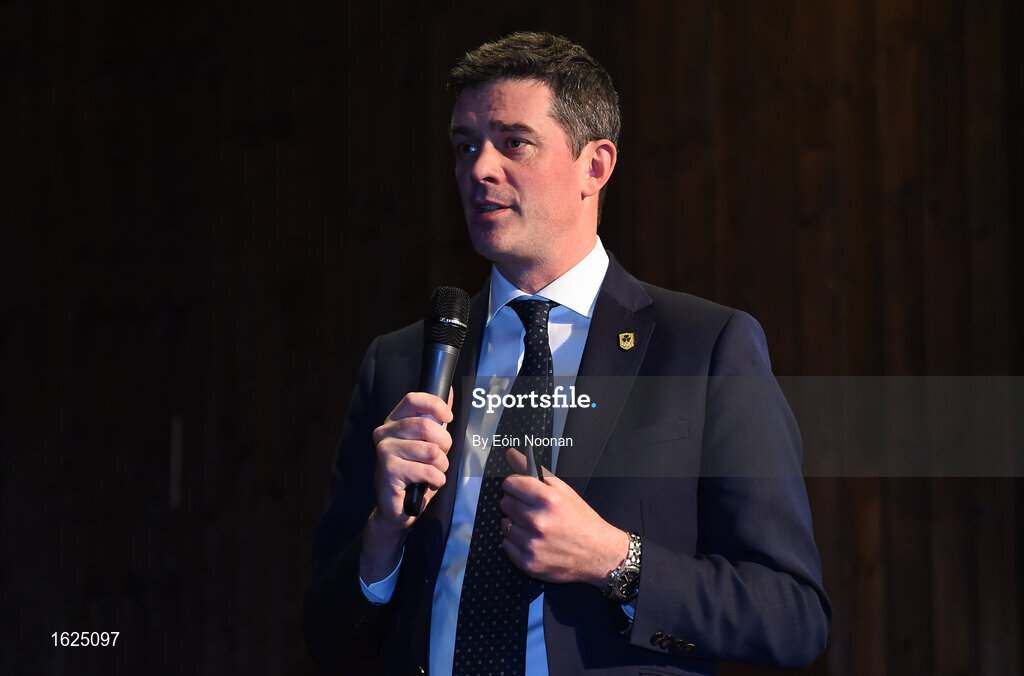 17 December 2018; ’Mental Strength and the Road to Tokyo’ is the first in a series of events hosted by Team Ireland’s Athletes’ Commission in the lead up to Tokyo 2020, focusing on mental fortitude during the qualification process of an Olympic cycle. The event was designed to prepare aspiring Olympians for their Olympic journey drawing on the experience of the Irish Olympic family. The event was attended by a wide spectrum of people across 20 sports, from junior athletes to seasoned Olympians. Speaking at the event is Olympic Federation of Ireland CEO Peter Sherrard at The Sugar Club in Dublin. Photo by Eóin Noonan/Sportsfile