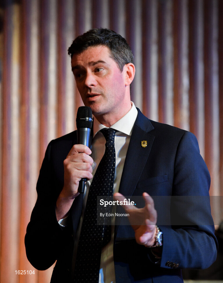 17 December 2018; ’Mental Strength and the Road to Tokyo’ is the first in a series of events hosted by Team Ireland’s Athletes’ Commission in the lead up to Tokyo 2020, focusing on mental fortitude during the qualification process of an Olympic cycle. The event was designed to prepare aspiring Olympians for their Olympic journey drawing on the experience of the Irish Olympic family. The event was attended by a wide spectrum of people across 20 sports, from junior athletes to seasoned Olympians. Speaking at the event is Olympic Federation of Ireland CEO Peter Sherrard. Photo by Eóin Noonan/Sportsfile