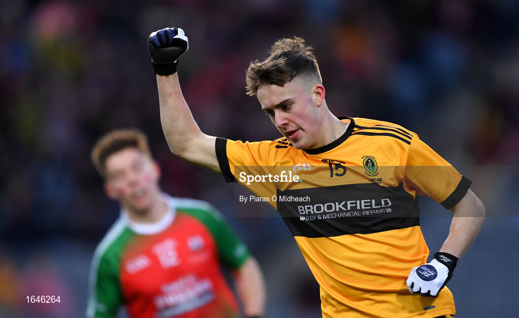 9 February 2019; Eoin Nagle of Naomh Éanna celebrates scoring his side's first goal during the AIB GAA Football All-Ireland Intermediate Championship Final match between Kilcummin and Naomh Éanna at Croke Park in Dublin. Photo by Piaras Ó Mídheach/Sportsfile