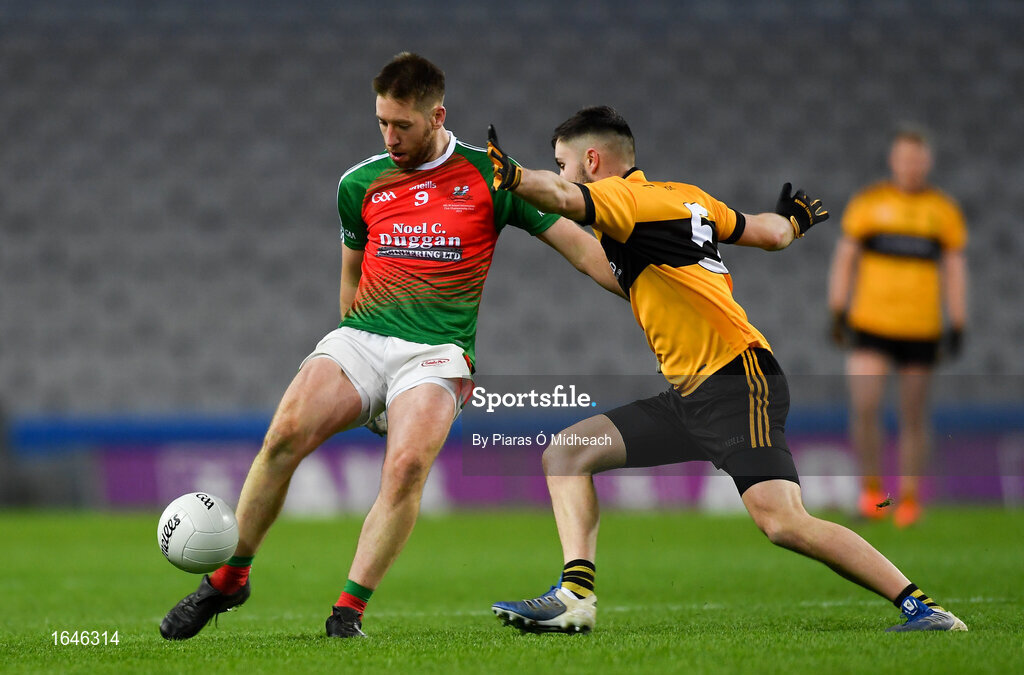 9 February 2019; Kevin Gorman of Kilcummin in action against Conan Lyttle of Naomh Éanna during the AIB GAA Football All-Ireland Intermediate Championship Final match between Kilcummin and Naomh Éanna at Croke Park in Dublin. Photo by Piaras Ó Mídheach/Sportsfile