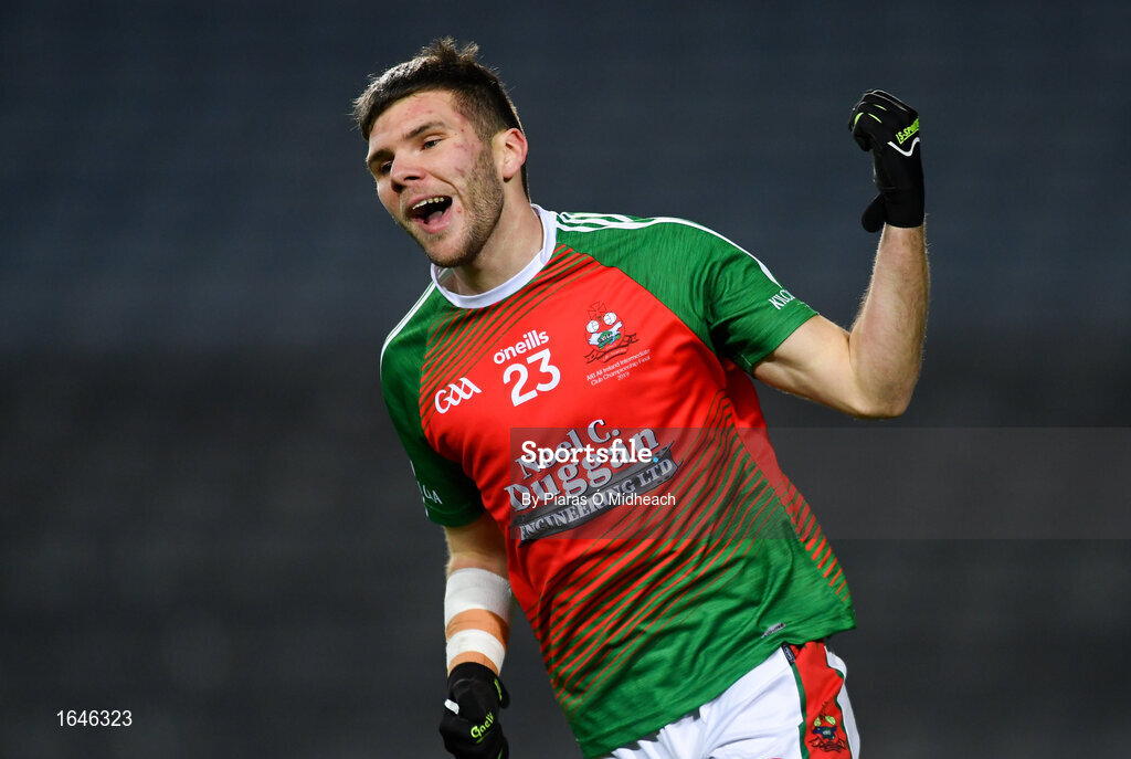 9 February 2019; Kevin McCarthy of Kilcummin celebrates scoring his side's fourth goal during the AIB GAA Football All-Ireland Intermediate Championship Final match between Kilcummin and Naomh Éanna at Croke Park in Dublin. Photo by Piaras Ó Mídheach/Sportsfile
