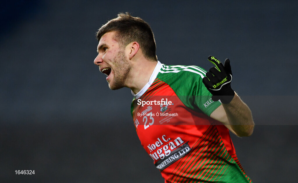 9 February 2019; Kevin McCarthy of Kilcummin celebrates scoring his side's fourth goal during the AIB GAA Football All-Ireland Intermediate Championship Final match between Kilcummin and Naomh Éanna at Croke Park in Dublin. Photo by Piaras Ó Mídheach/Sportsfile