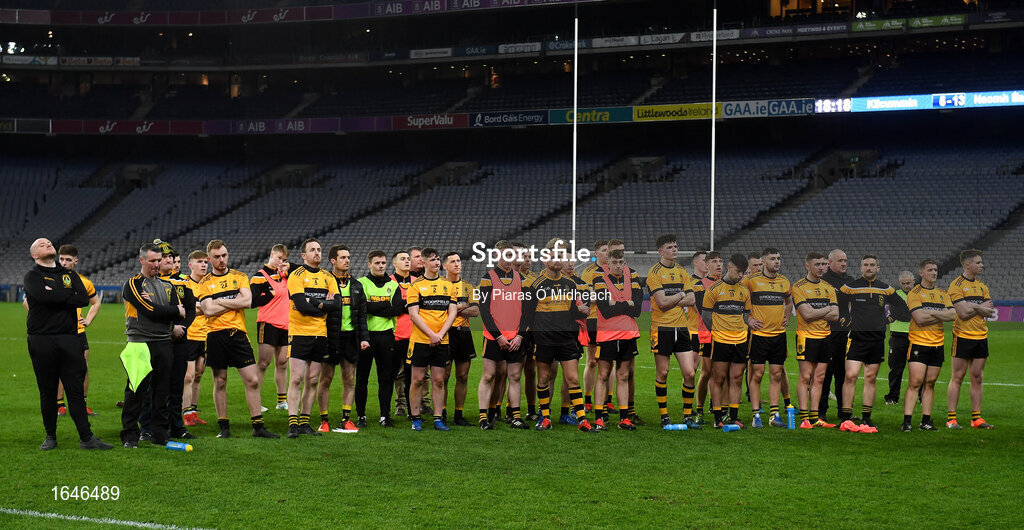 9 February 2019; Naomh Éanna players dejected after the AIB GAA Football All-Ireland Intermediate Championship Final match between Kilcummin and Naomh Éanna at Croke Park in Dublin. Photo by Piaras Ó Mídheach/Sportsfile