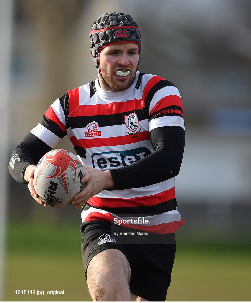 10 February 2019; Jack Kelly of Ennicorthy during the Bank of Ireland Provincial Towns Cup Round 2 match between Skerries RFC and Enniscorthy RFC at Skerries RFC in Skerries, Dublin. Photo by Brendan Moran/Sportsfile