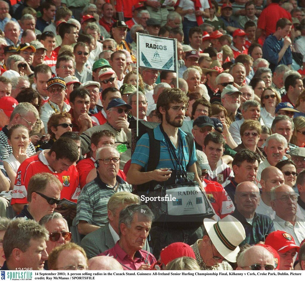 14 September 2003; A person selling radios in the Cusack Stand. Guinness All-Ireland Senior Hurling Championship Final, Kilkenny v Cork, Croke Park, Dublin. Picture credit; Ray McManus / SPORTSFILE