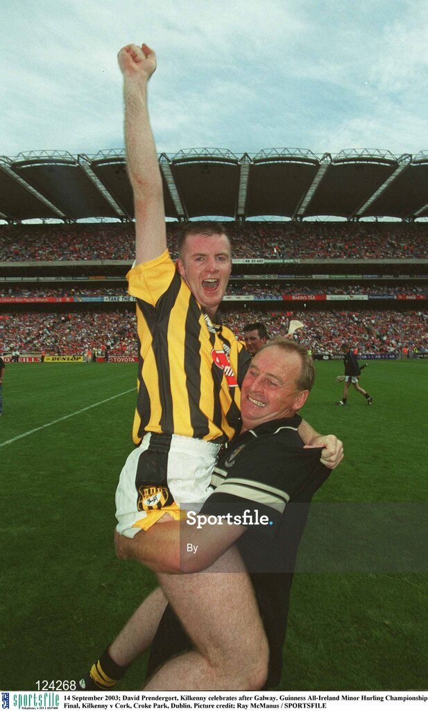 14 September 2003; David Prendergort, Kilkenny celebrates after Galway. Guinness All-Ireland Minor Hurling Championship Final, Kilkenny v Cork, Croke Park, Dublin. Picture credit; Ray McManus / SPORTSFILE