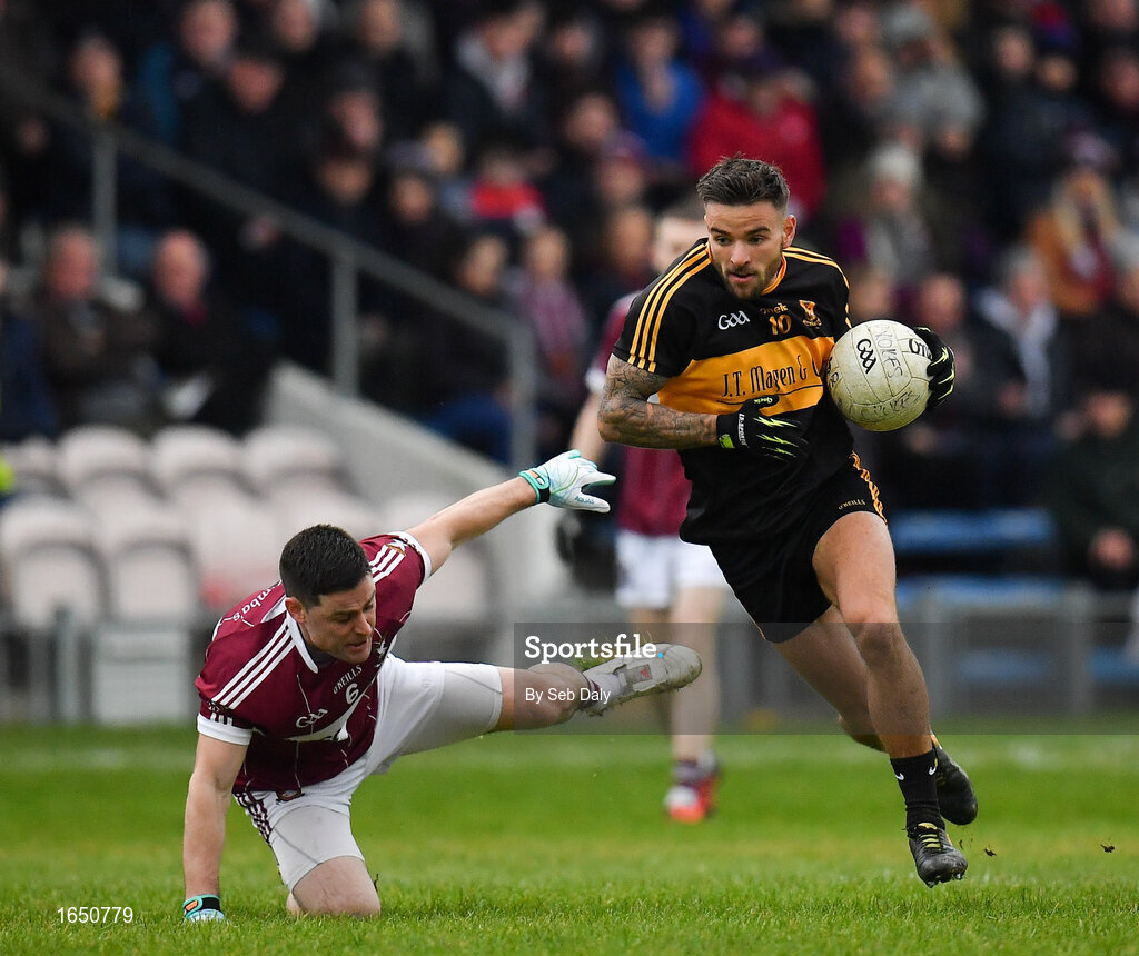 16 February 2019; Micheál Burns of Dr Crokes in action against Shane Mulligan of Mullinalaghta St Columba's during the AIB GAA Football All-Ireland Senior Club Championship Semi-Final match between Mullinalaghta St Columba’s and Dr Crokes at Semple Stadium in Thurles, Tipperary. Photo by Seb Daly/Sportsfile