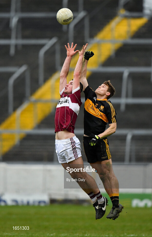 16 February 2019; David McGivney of Mullinalaghta St Columba's in action against Gavin White of Dr Crokes during the AIB GAA Football All-Ireland Senior Club Championship Semi-Final match between Mullinalaghta St Columba’s and Dr Crokes at Semple Stadium in Thurles, Tipperary. Photo by Seb Daly/Sportsfile