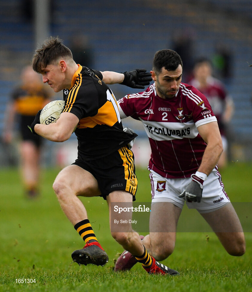16 February 2019; Michael Potts of Dr Crokes in action against Simon Cadam of Mullinalaghta St Columba's during the AIB GAA Football All-Ireland Senior Club Championship Semi-Final match between Mullinalaghta St Columba’s and Dr Crokes at Semple Stadium in Thurles, Tipperary. Photo by Seb Daly/Sportsfile