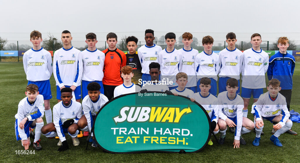 24 February 2019; The Waterford SL team ahead of the U15 SFAI SUBWAY Championship Final match between DDSL and Waterford SL at Mullingar Athletic FC in Gainestown, Mullingar, Co. Westmeath. Photo by Sam Barnes/Sportsfile