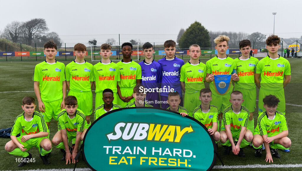 24 February 2019; The DDSL team ahead of the U15 SFAI SUBWAY Championship Final match between DDSL and Waterford SL at Mullingar Athletic FC in Gainestown, Mullingar, Co. Westmeath. Photo by Sam Barnes/Sportsfile
