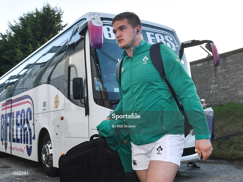 8 March 2019; Scott Penny of Ireland arrives before the U20 Six Nations Rugby Championship match between Ireland and France at Irish Independent Park in Cork. Photo by Matt Browne/Sportsfile