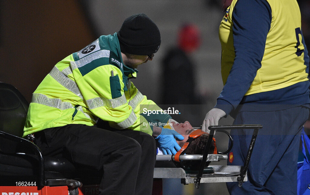 8 March 2019; Paul Boudehent of France leaves the field injured during the U20 Six Nations Rugby Championship match between Ireland and France at Irish Independent Park in Cork. Photo by Matt Browne/Sportsfile