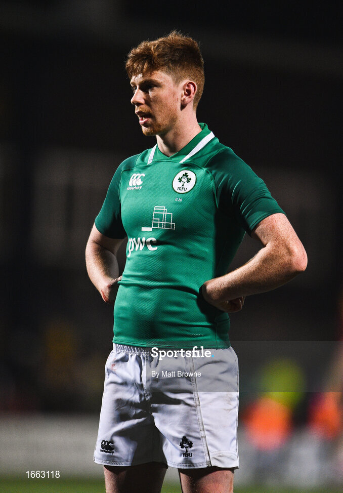 8 March 2019; Ben Healy of Ireland during the U20 Six Nations Rugby Championship match between Ireland and France at Irish Independent Park in Cork. Photo by Matt Browne/Sportsfile
