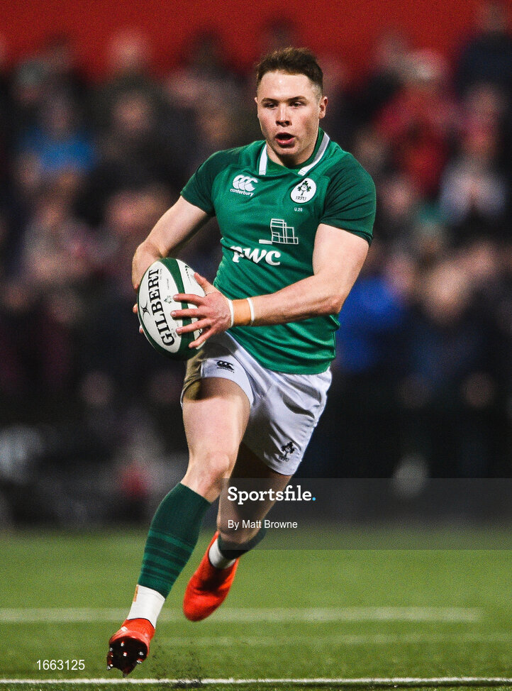 8 March 2019; Sean French of Ireland during the U20 Six Nations Rugby Championship match between Ireland and France at Irish Independent Park in Cork. Photo by Matt Browne/Sportsfile