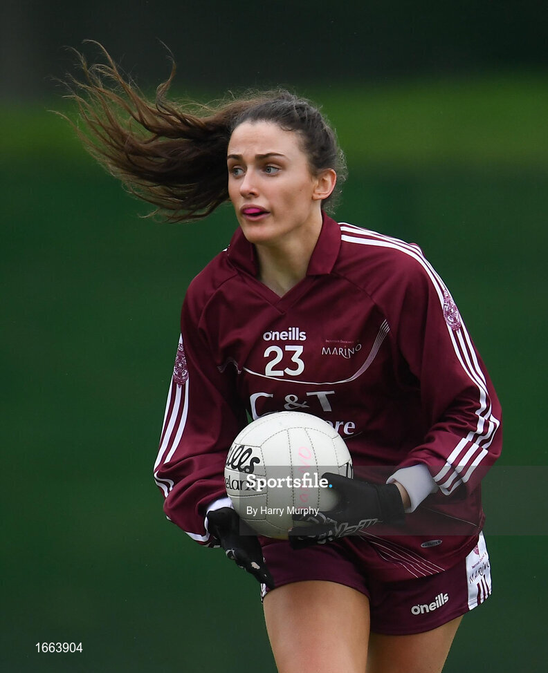8 March 2019; Aoife Gogan of Marino during the Gourmet Food Parlour Donaghy Cup Final match between Galway Mayo Institute of Technology and Marino at TU Dublin Broombridge Sports Grounds in Dublin. Photo by Harry Murphy/Sportsfile