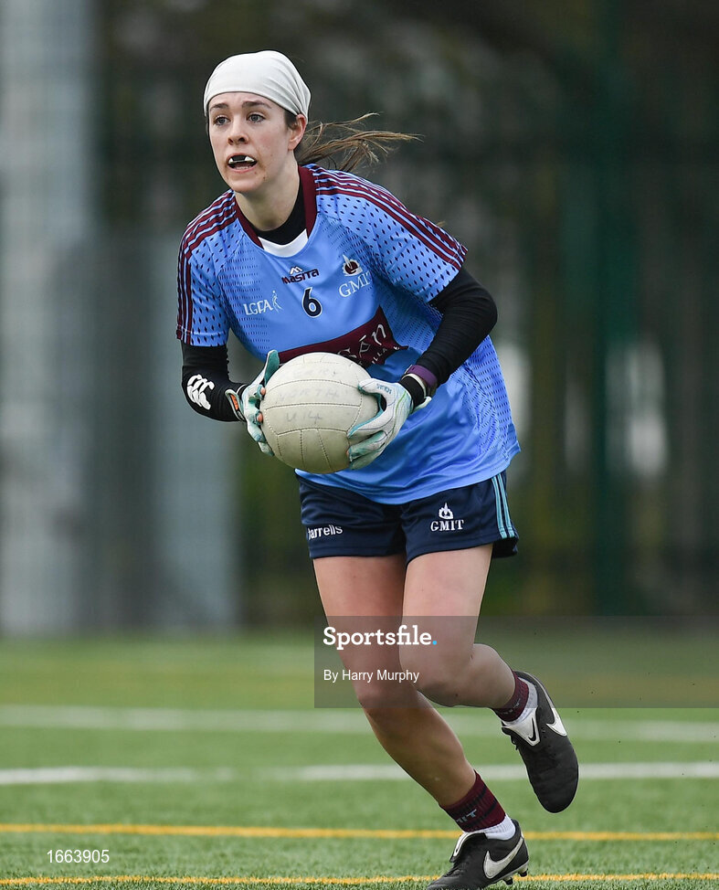 8 March 2019; Shauna Hynes of NUIG during the Gourmet Food Parlour Donaghy Cup Final match between Galway Mayo Institute of Technology and Marino at TU Dublin Broombridge Sports Grounds in Dublin. Photo by Harry Murphy/Sportsfile
