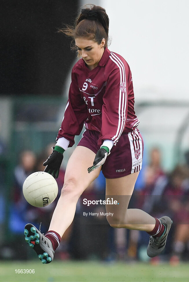 8 March 2019; Eilish O'Dowd of Marino during the Gourmet Food Parlour Donaghy Cup Final match between Galway Mayo Institute of Technology and Marino at TU Dublin Broombridge Sports Grounds in Dublin. Photo by Harry Murphy/Sportsfile