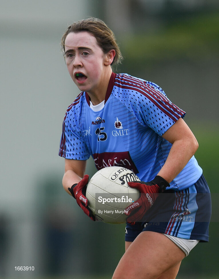 8 March 2019; Bronagh O'Rourke of NUIG during the Gourmet Food Parlour Donaghy Cup Final match between Galway Mayo Institute of Technology and Marino at TU Dublin Broombridge Sports Grounds in Dublin. Photo by Harry Murphy/Sportsfile
