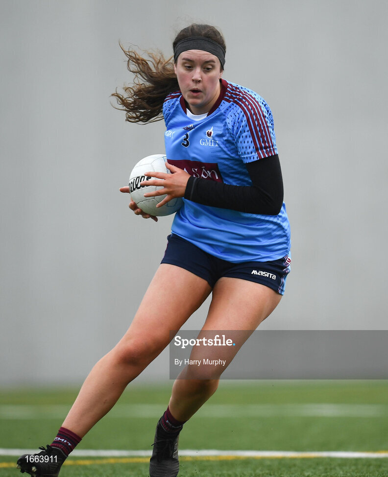 8 March 2019; Isobel Flynn of NUIG during the Gourmet Food Parlour Donaghy Cup Final match between Galway Mayo Institute of Technology and Marino at TU Dublin Broombridge Sports Grounds in Dublin. Photo by Harry Murphy/Sportsfile