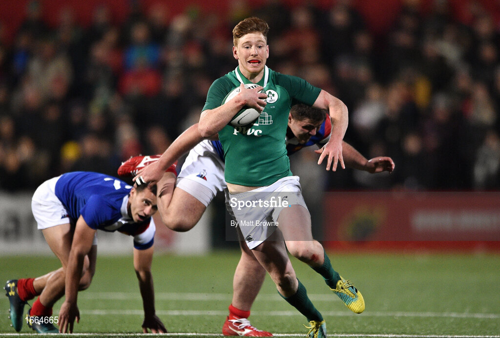 8 March 2019; Ben Healy of Ireland during the U20 Six Nations Rugby Championship match between Ireland and France at Irish Independent Park in Cork. Photo by Matt Browne/Sportsfile