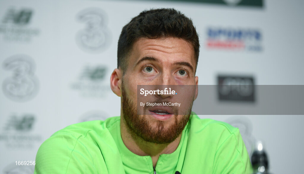 20 March 2019; Matt Doherty during a Republic of Ireland press conference at the FAI National Training Centre in Abbotstown, Dublin. Photo by Stephen McCarthy/Sportsfile
