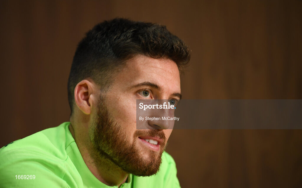 20 March 2019; Matt Doherty during a Republic of Ireland press conference at the FAI National Training Centre in Abbotstown, Dublin. Photo by Stephen McCarthy/Sportsfile