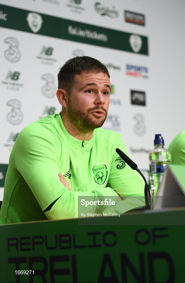20 March 2019; Alan Judge during a Republic of Ireland press conference at the FAI National Training Centre in Abbotstown, Dublin. Photo by Stephen McCarthy/Sportsfile