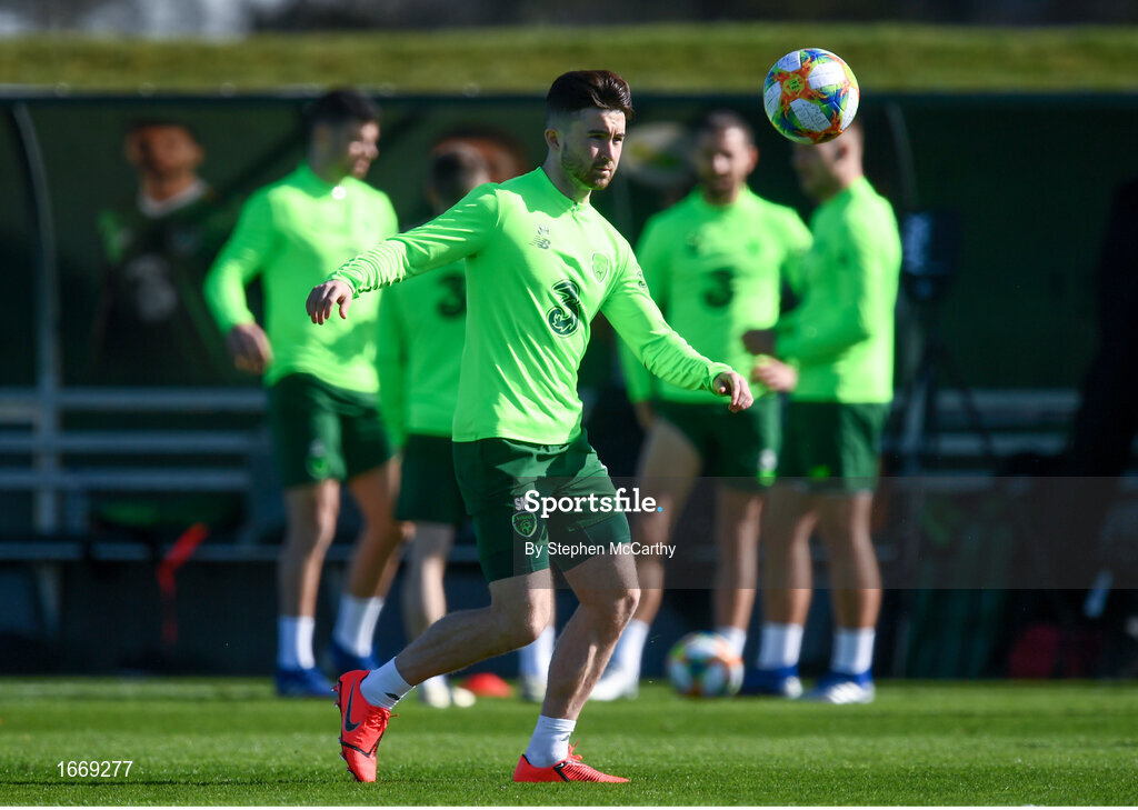 20 March 2019; Sean Maguire during a Republic of Ireland training session at the FAI National Training Centre in Abbotstown, Dublin. Photo by Stephen McCarthy/Sportsfile