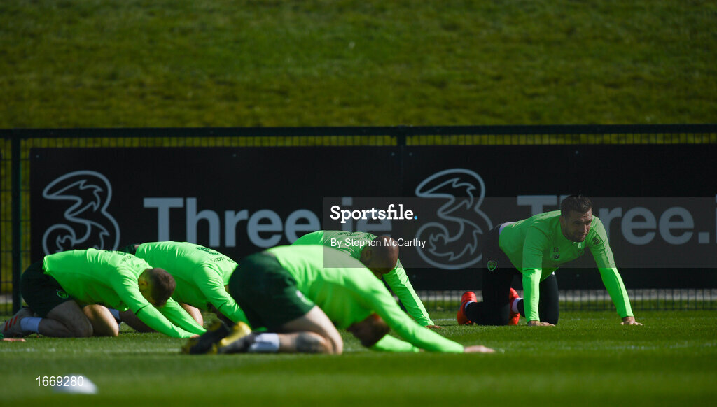 20 March 2019; Shane Duffy during a Republic of Ireland training session at the FAI National Training Centre in Abbotstown, Dublin. Photo by Stephen McCarthy/Sportsfile