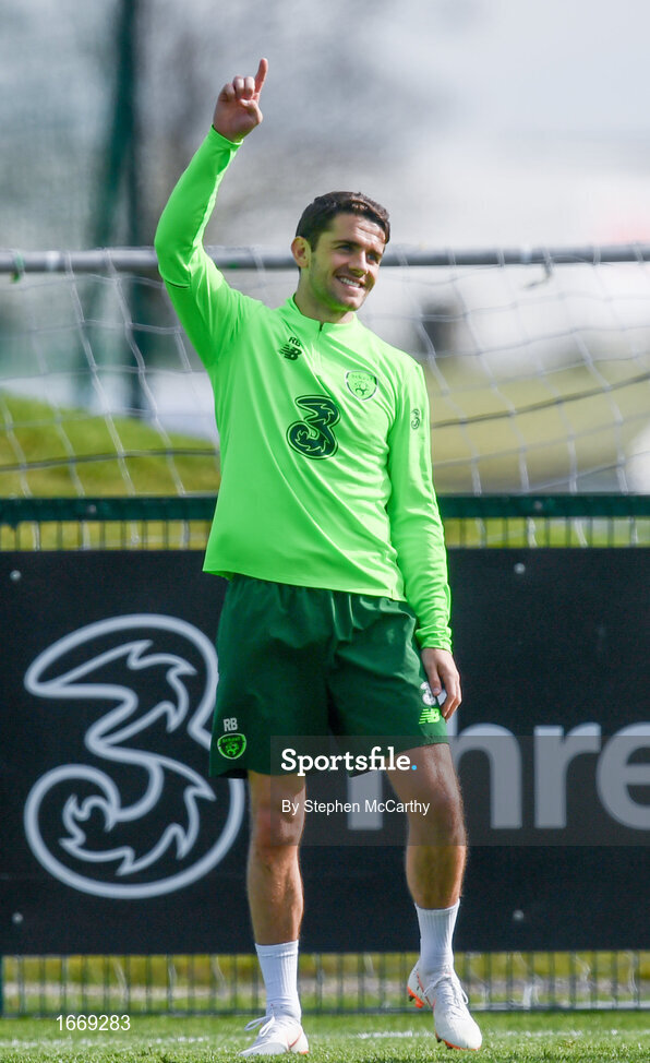 20 March 2019; Robbie Brady during a Republic of Ireland training session at the FAI National Training Centre in Abbotstown, Dublin. Photo by Stephen McCarthy/Sportsfile