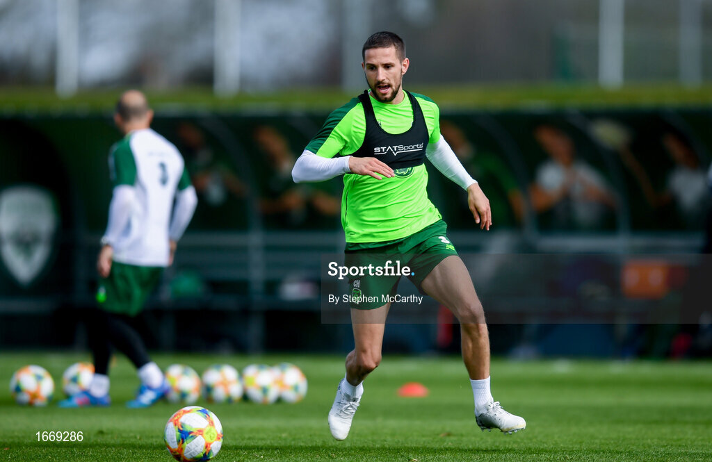 20 March 2019; Conor Hourihane during a Republic of Ireland training session at the FAI National Training Centre in Abbotstown, Dublin. Photo by Stephen McCarthy/Sportsfile