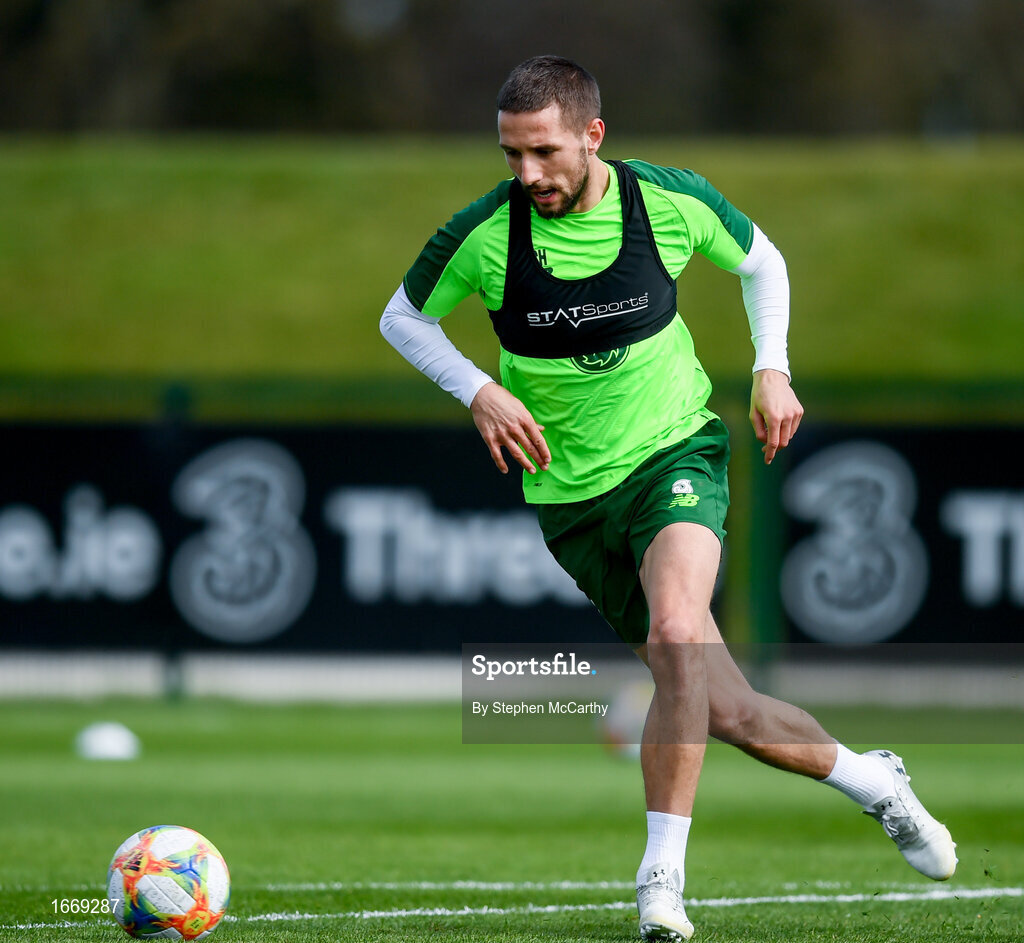 20 March 2019; Conor Hourihane during a Republic of Ireland training session at the FAI National Training Centre in Abbotstown, Dublin. Photo by Stephen McCarthy/Sportsfile