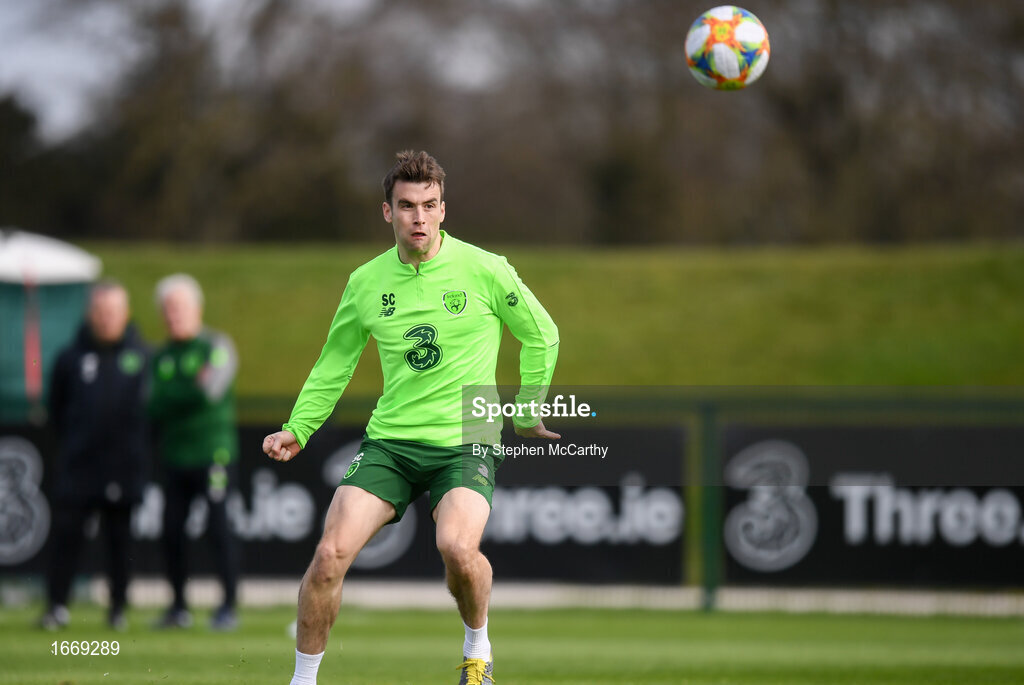 20 March 2019; Seamus Coleman during a Republic of Ireland training session at the FAI National Training Centre in Abbotstown, Dublin. Photo by Stephen McCarthy/Sportsfile
