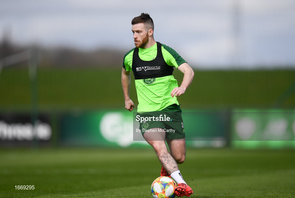 20 March 2019; Jack Byrne during a Republic of Ireland training session at the FAI National Training Centre in Abbotstown, Dublin. Photo by Stephen McCarthy/Sportsfile