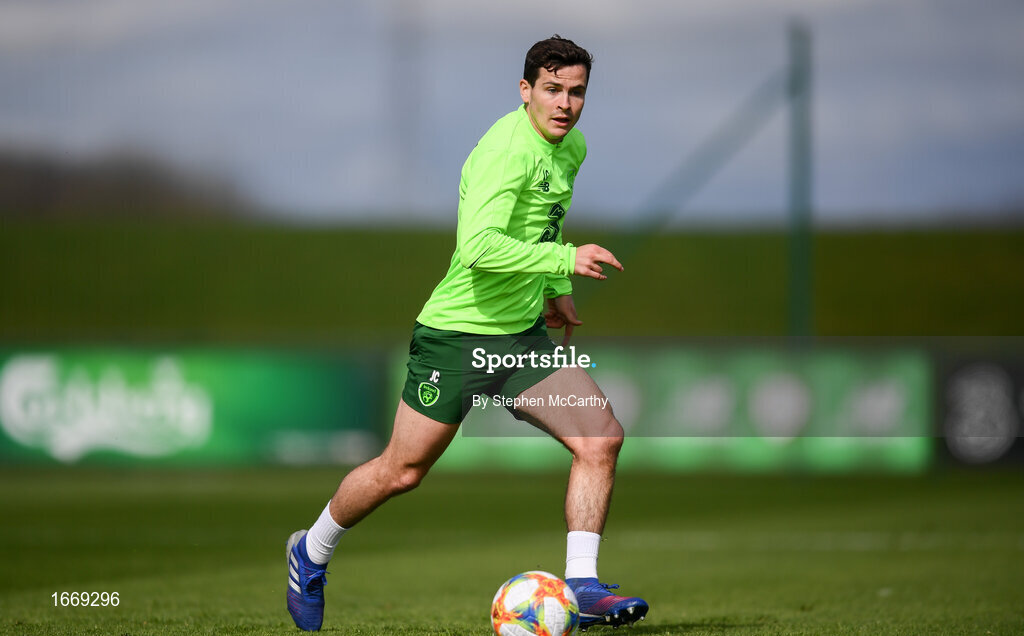 20 March 2019; Josh Cullen during a Republic of Ireland training session at the FAI National Training Centre in Abbotstown, Dublin. Photo by Stephen McCarthy/Sportsfile
