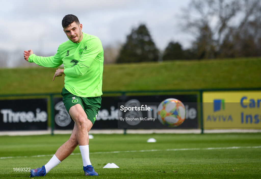 20 March 2019; John Egan during a Republic of Ireland training session at the FAI National Training Centre in Abbotstown, Dublin. Photo by Stephen McCarthy/Sportsfile