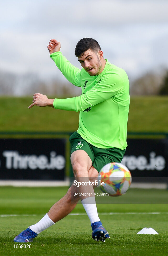 20 March 2019; John Egan during a Republic of Ireland training session at the FAI National Training Centre in Abbotstown, Dublin. Photo by Stephen McCarthy/Sportsfile