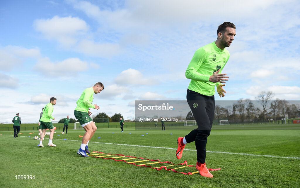 20 March 2019; Shane Duffy during a Republic of Ireland training session at the FAI National Training Centre in Abbotstown, Dublin. Photo by Stephen McCarthy/Sportsfile