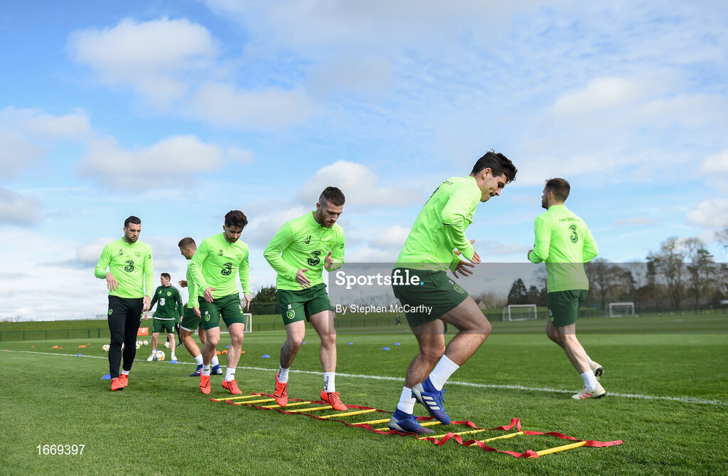 20 March 2019; Josh Cullen during a Republic of Ireland training session at the FAI National Training Centre in Abbotstown, Dublin. Photo by Stephen McCarthy/Sportsfile