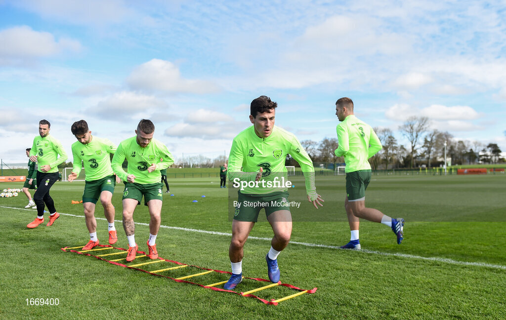 20 March 2019; Josh Cullen during a Republic of Ireland training session at the FAI National Training Centre in Abbotstown, Dublin. Photo by Stephen McCarthy/Sportsfile