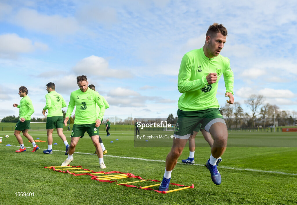 20 March 2019; James Collins during a Republic of Ireland training session at the FAI National Training Centre in Abbotstown, Dublin. Photo by Stephen McCarthy/Sportsfile